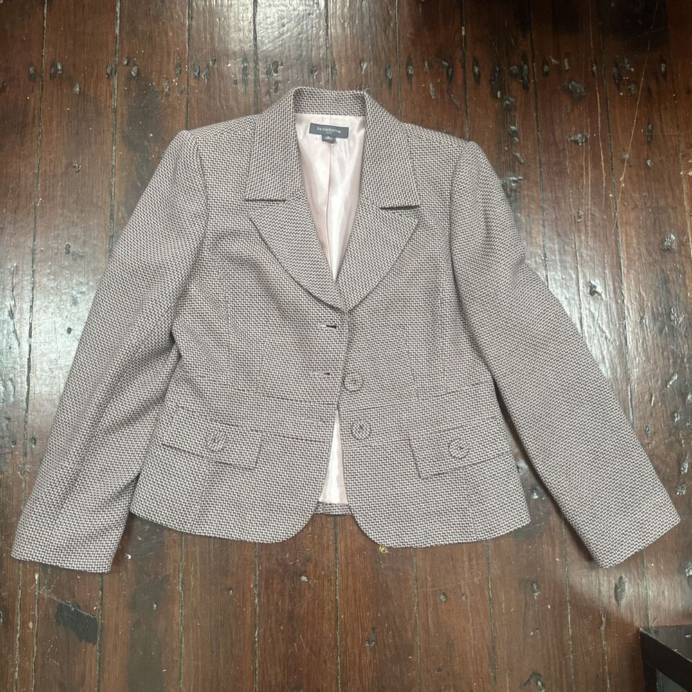 Liz ClaibornePink  Black Fully Lined Suit Jacket Size 10 Career Office Tailored